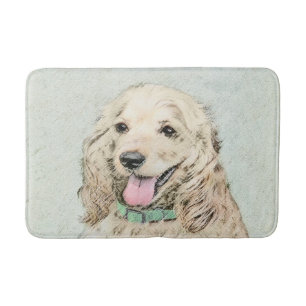 Cocker Spaniel Buff Painting - Original Dog Art Bath Mat