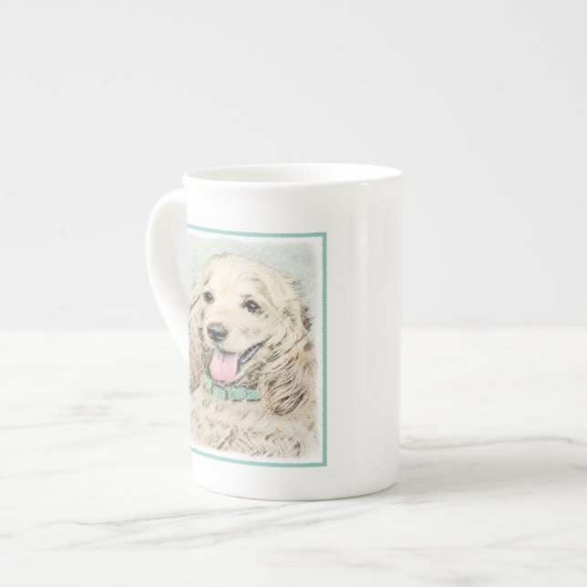 Cocker Spaniel Buff Painting - Original Dog Art Bone China Mug (Front Left)