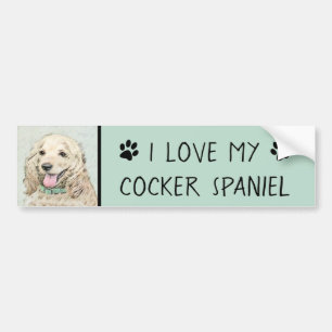Cocker Spaniel Buff Painting - Original Dog Art Bumper Sticker