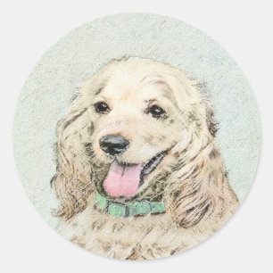 Cocker Spaniel Buff Painting - Original Dog Art Classic Round Sticker