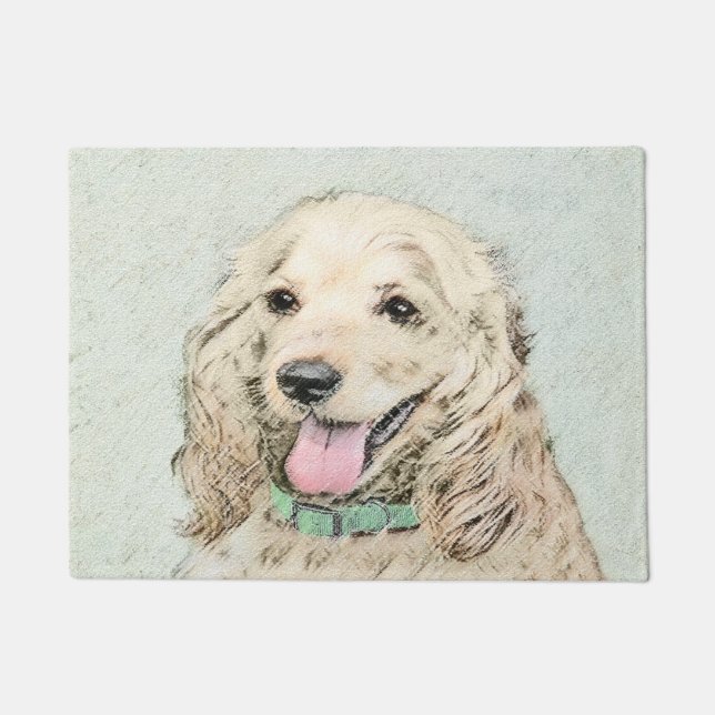 Cocker Spaniel Buff Painting - Original Dog Art Doormat (Front)