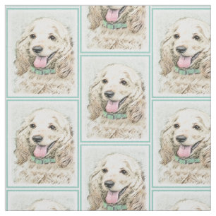 Cocker Spaniel Buff Painting - Original Dog Art Fabric