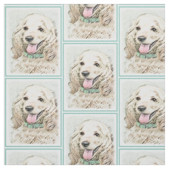 Cocker Spaniel Buff Painting - Original Dog Art Fabric (Swatch)