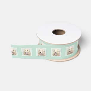 Cocker Spaniel Buff Painting - Original Dog Art Grosgrain Ribbon