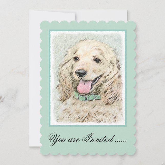 Cocker Spaniel Buff Painting - Original Dog Art Invitation (Front)