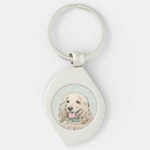 Cocker Spaniel Buff Painting - Original Dog Art Key Ring