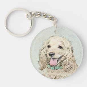 Cocker Spaniel Buff Painting - Original Dog Art Key Ring