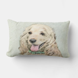 Cocker Spaniel Buff Painting - Original Dog Art Lumbar Cushion
