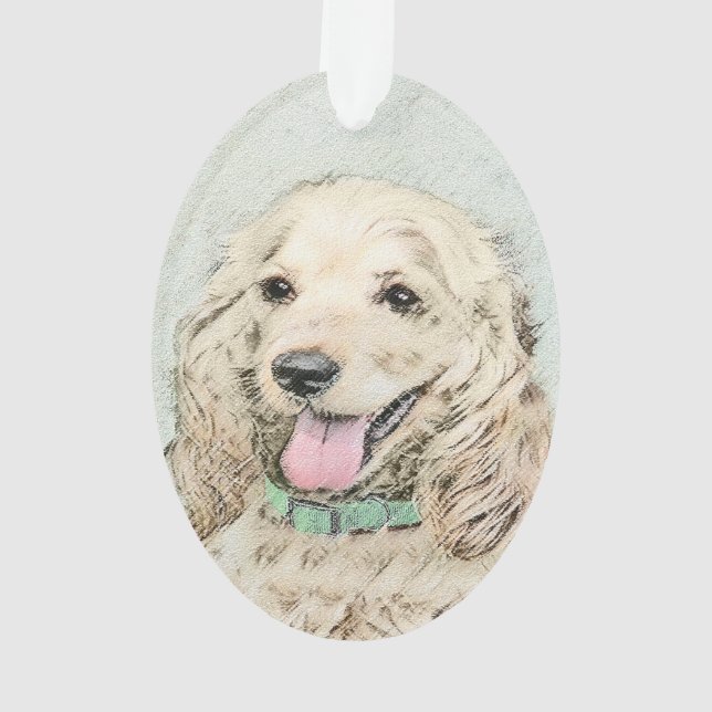Cocker Spaniel Buff Painting - Original Dog Art Ornament (Back)