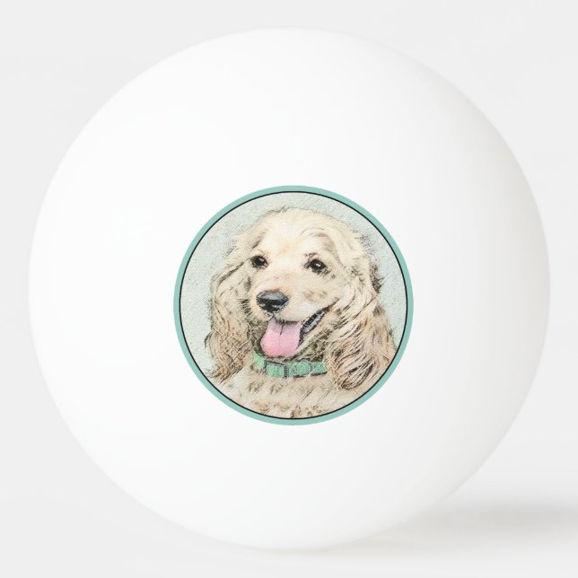 Cocker Spaniel Buff Painting - Original Dog Art Ping Pong Ball (Front)