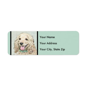 Cocker Spaniel Buff Painting - Original Dog Art Return Address Label