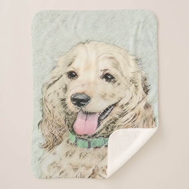 Cocker Spaniel Buff Painting - Original Dog Art Sherpa Blanket (Front)