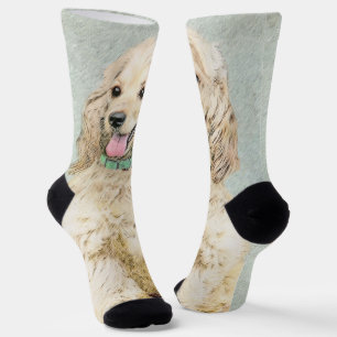 Cocker Spaniel Buff Painting - Original Dog Art Socks