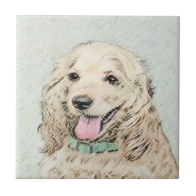 Cocker Spaniel Buff Painting - Original Dog Art Tile (Front)