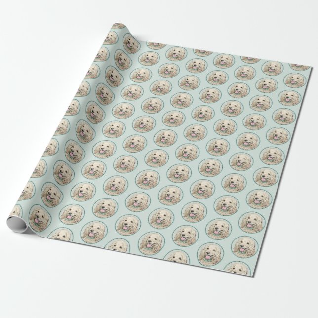 Cocker Spaniel Buff Painting - Original Dog Art Wrapping Paper (Unrolled)