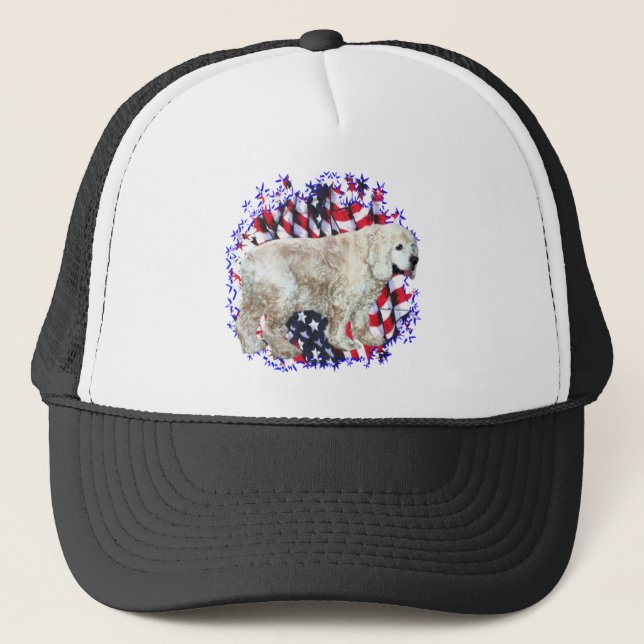 Cocker Spaniel (buff) Patriot Trucker Hat (Front)