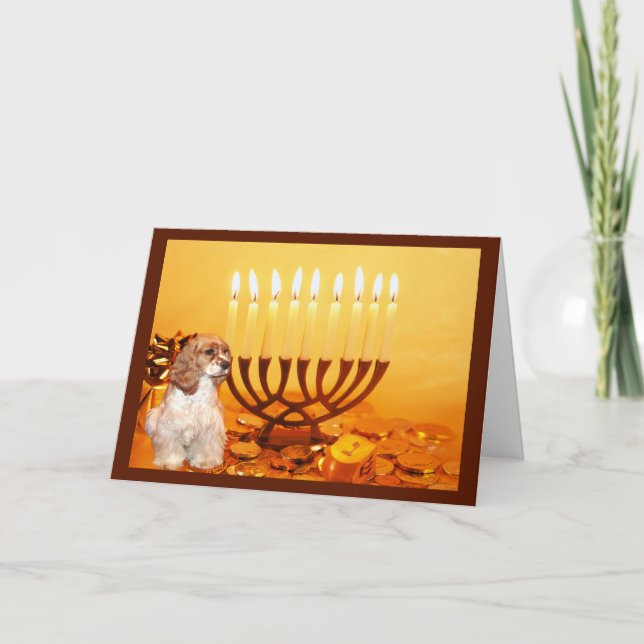 Cocker Spaniel Chanukah Card Menorah2 (Front)