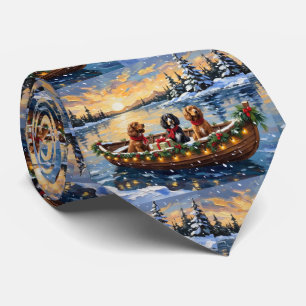 Cocker Spaniel Christmas Boat Holiday Tie