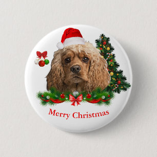 Cocker spaniel Christmas  Button