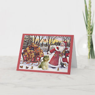 Cocker Spaniel Christmas Card Santa and Bears 1