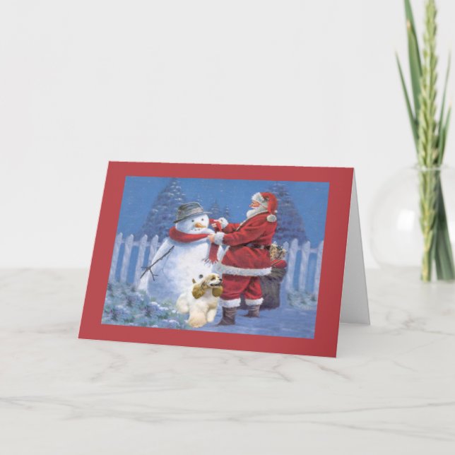 Cocker Spaniel Christmas Card Santa Snowman2 (Front)