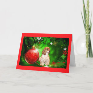 Cocker Spaniel Christmas Card Stars Red BallGreen2