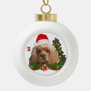 Cocker spaniel Christmas Ceramic Ball Christmas Ornament