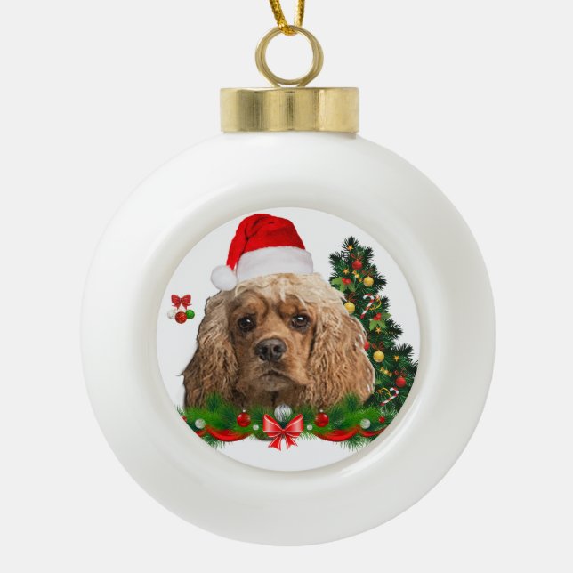 Cocker spaniel Christmas   Ceramic Ball Christmas  Ornament (Front)