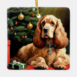 Cocker Spaniel Christmas Ceramic Ornament