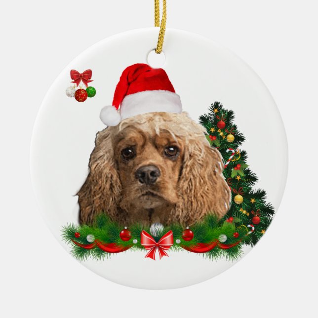 Cocker spaniel Christmas  Ceramic Ornament (Front)