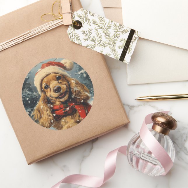 Cocker Spaniel Christmas  Classic Round Sticker (Gifting)