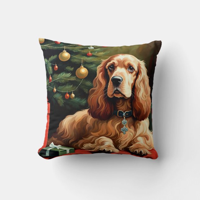 Cocker Spaniel Christmas Cushion (Front)