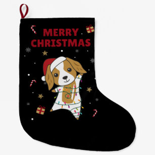 Cocker Spaniel Christmas Dog Winter Animals Dogs L Large Christmas Stocking