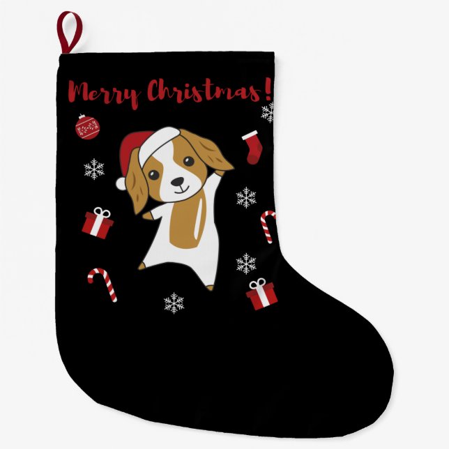 Cocker Spaniel Christmas Dog Winter Animals Dogs Large Christmas Stocking (Front)