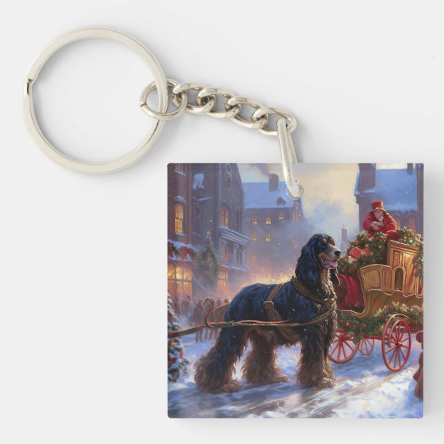 Cocker Spaniel Christmas Festive Season Key Ring (Front)