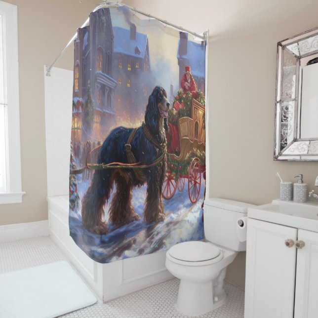 Cocker Spaniel Christmas Festive Season Shower Curtain (In Situ)