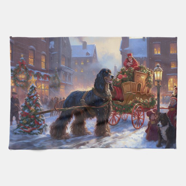 Cocker Spaniel Christmas Festive Season Tea Towel (Horizontal)