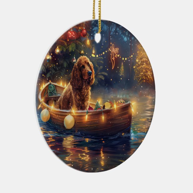 Cocker Spaniel Christmas Festive Voyage Ceramic Ornament (Right)