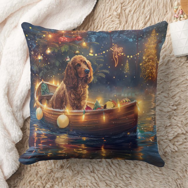 Cocker Spaniel Christmas Festive Voyage Cushion (Blanket)