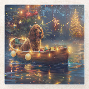 Cocker Spaniel Christmas Festive Voyage Glass Coaster