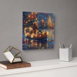 Cocker Spaniel Christmas Festive Voyage Square Wall Clock