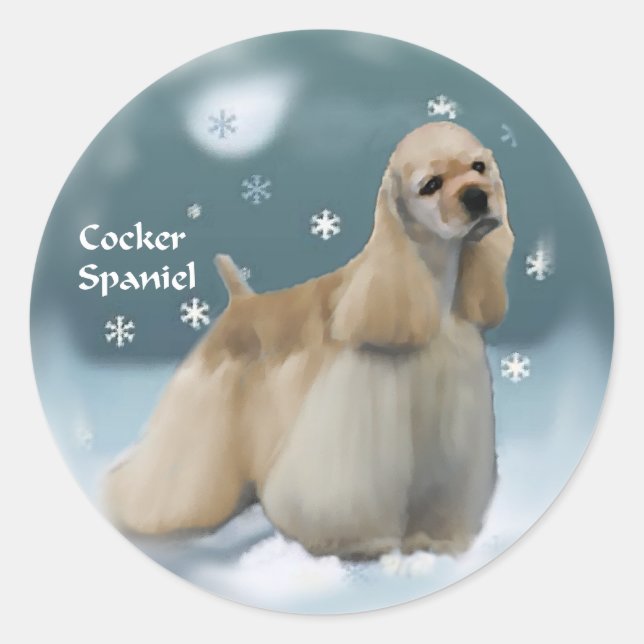 Cocker Spaniel Christmas Gifts Classic Round Sticker (Front)