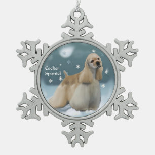 Cocker Spaniel Christmas Gifts Snowflake Pewter Christmas Ornament