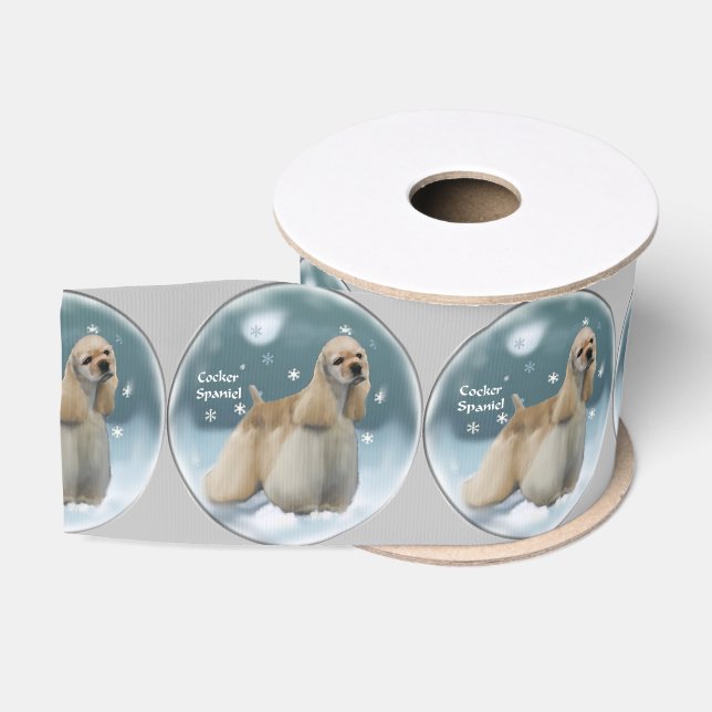 Cocker Spaniel Christmas Grosgrain Ribbon (Spool)