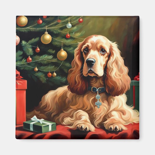 Cocker Spaniel Christmas Magnet (Front)