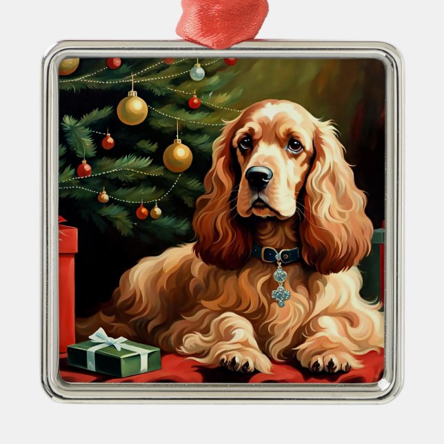 Cocker Spaniel Christmas Metal Ornament (Front)