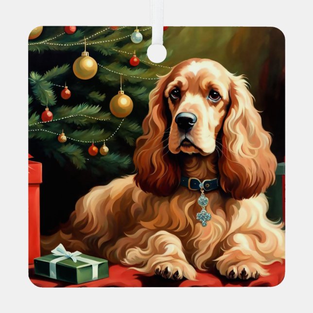 Cocker Spaniel Christmas Metal Tree Decoration (Back)