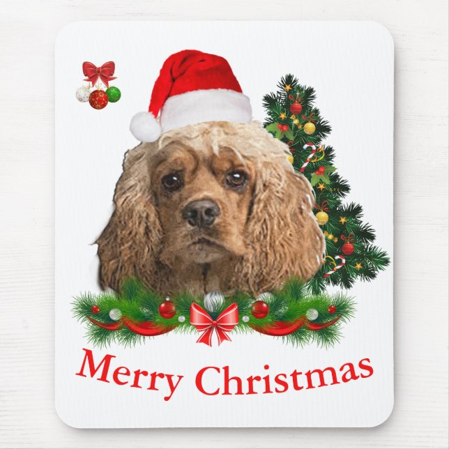 Cocker spaniel Christmas  Mouse Pad (Front)