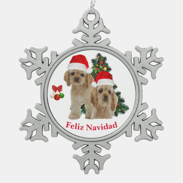 Cocker spaniel Christmas ornament (Front)