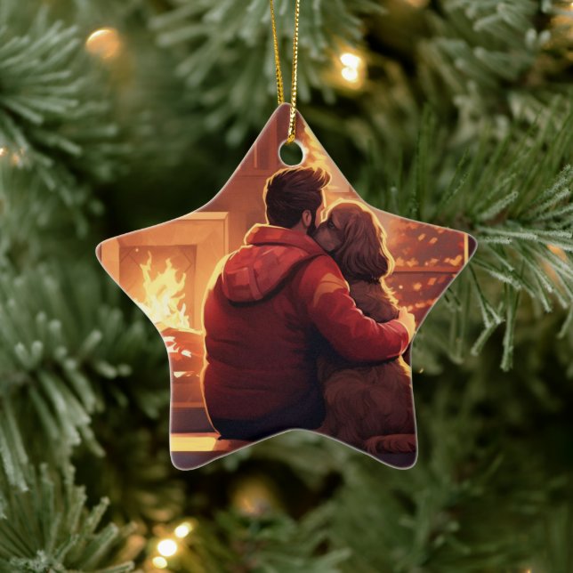 Cocker Spaniel Christmas Ornament, Fireman Pet  Ceramic Ornament (Tree)